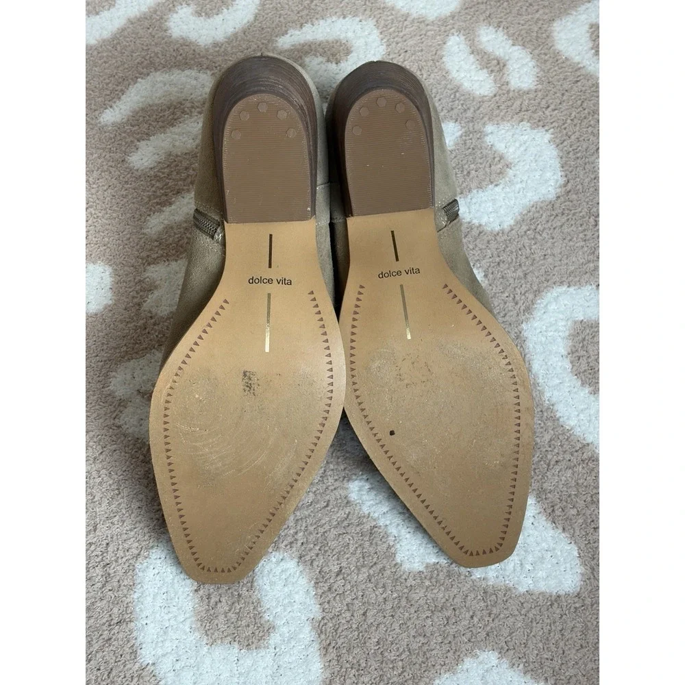 Suede Ankle Western Boots - Taupe